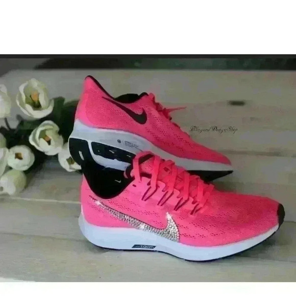 Nike Shoes - Women's Nike Air Zoom Pegasus 36 Hyper Pink Shoes made with Swarovski Crystals